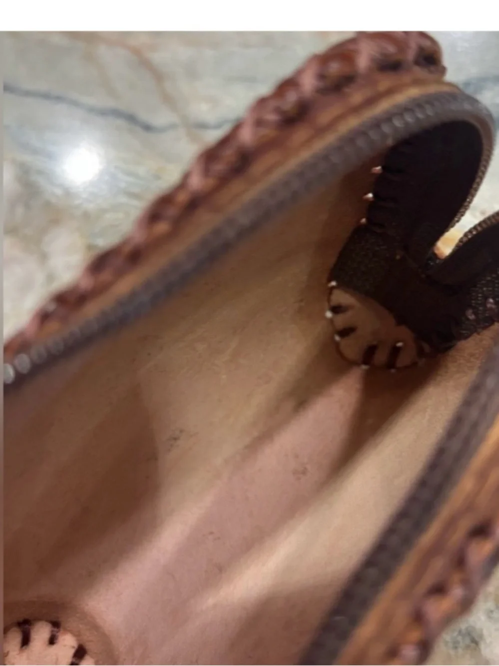Hand-Tooled Leather Wallet with Blue Butterfly and Pink Accents case wallet